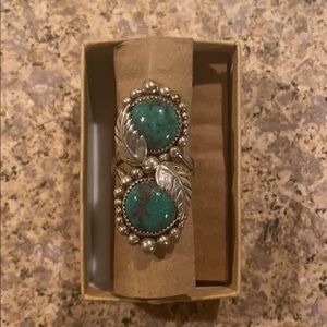 Rare sterling silver genuine turquoise ring 9.75